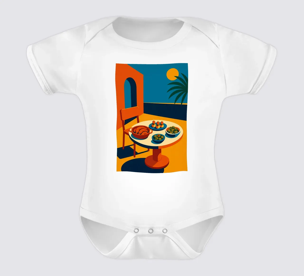 TERRASSE TAPAS – Soleil, palmiers et apéro à l’ombre body bébé de Boissons - Affiches & posters - Retro