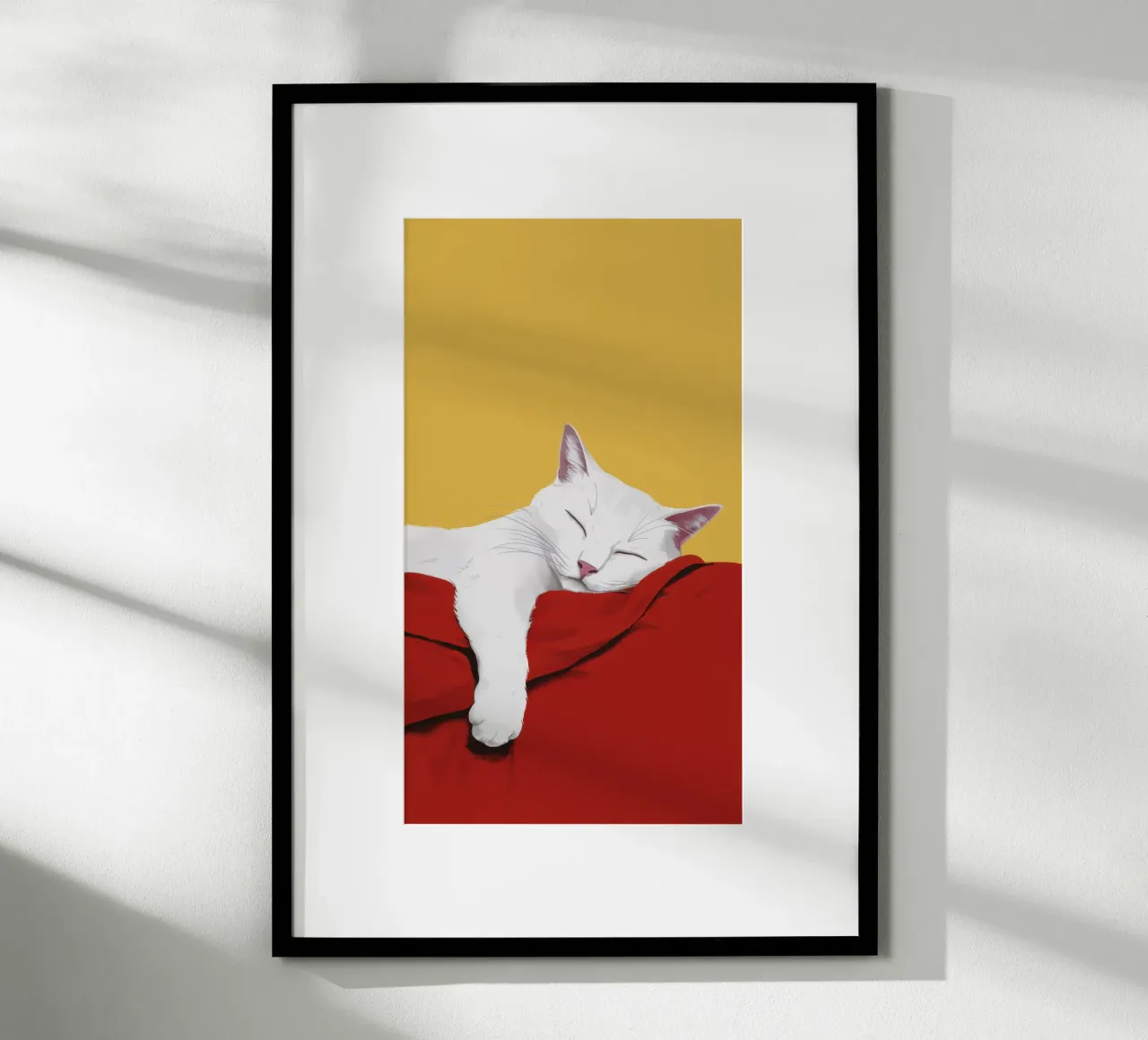 Divano cremisi assopito poster con telaio in legno da Mossy Pigment