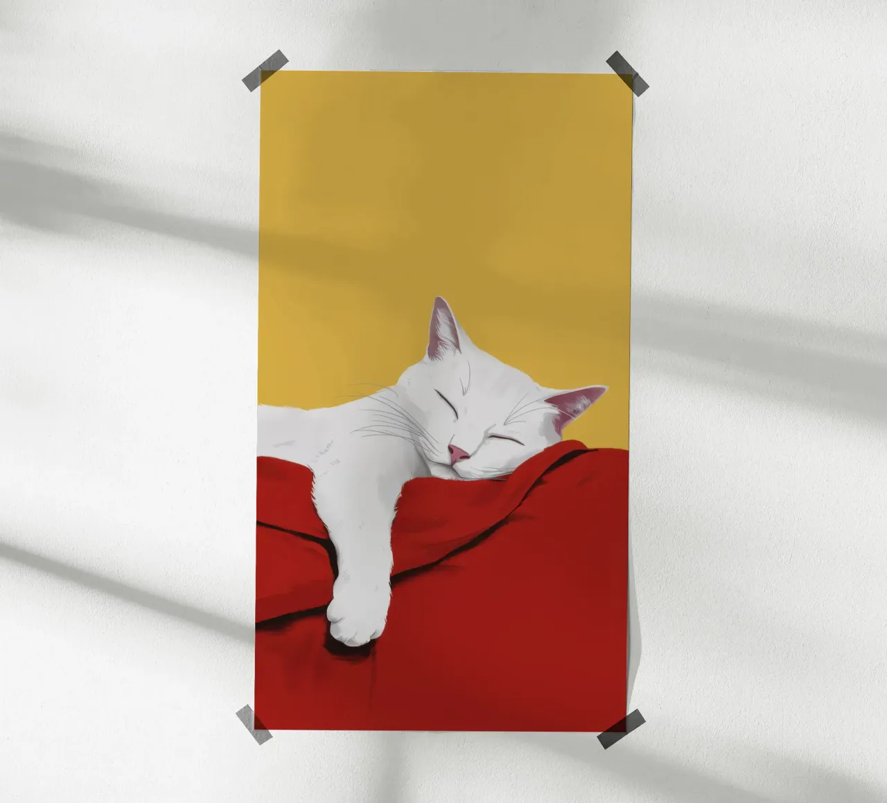 Divano cremisi assopito poster con telaio in legno da Mossy Pigment
