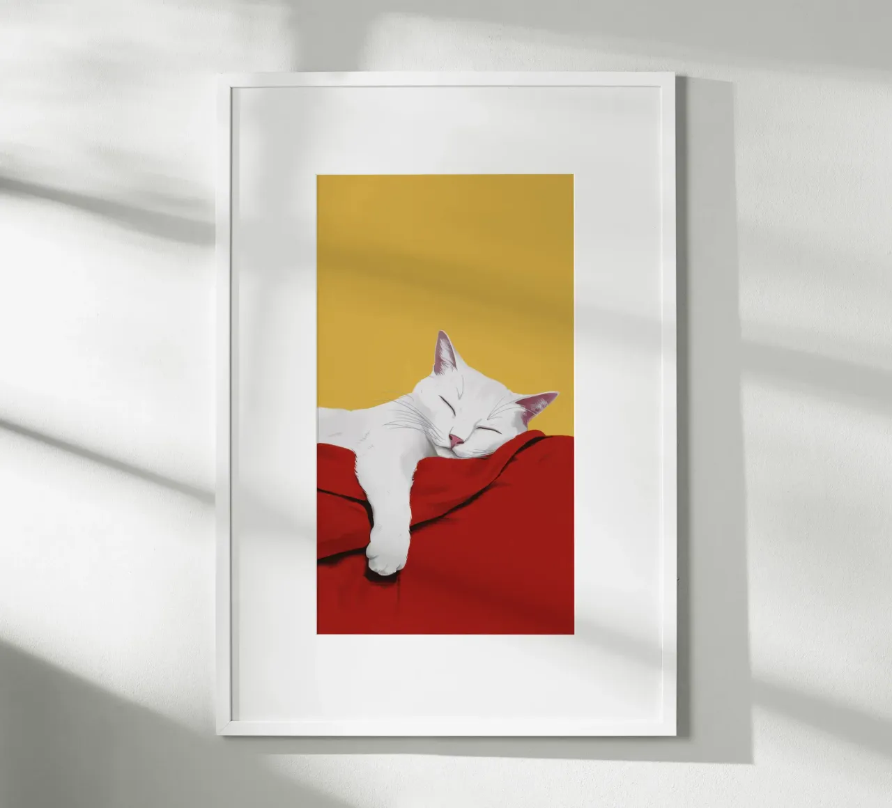 Divano cremisi assopito poster con telaio in legno da Mossy Pigment