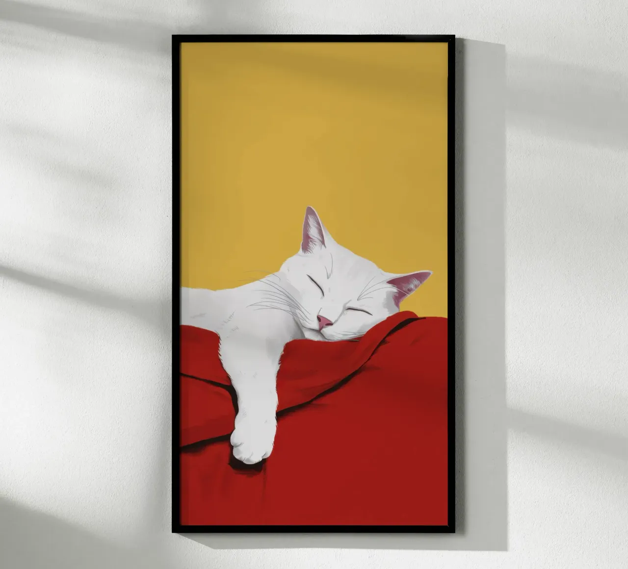 Divano cremisi assopito poster con telaio in legno da Mossy Pigment