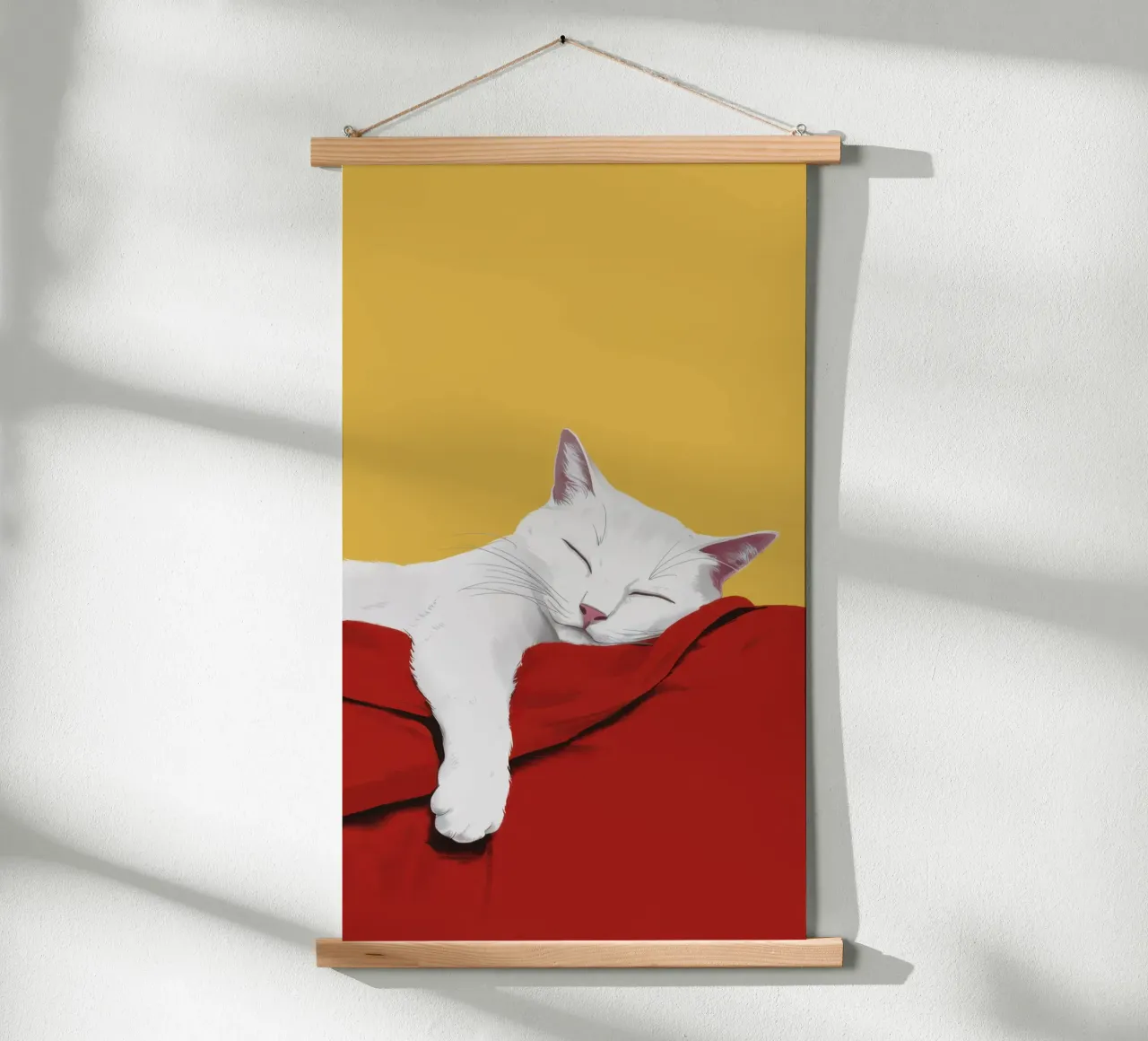 Divano cremisi assopito poster con telaio in legno da Mossy Pigment