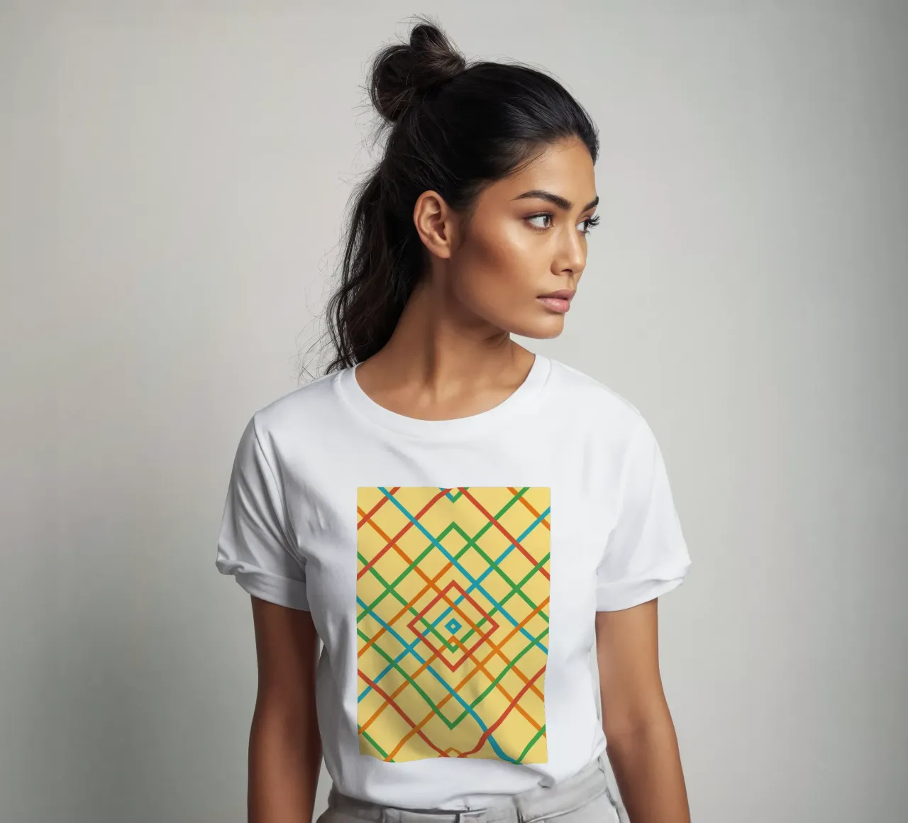 abstract webbing square lines vector t-shirt by oneway