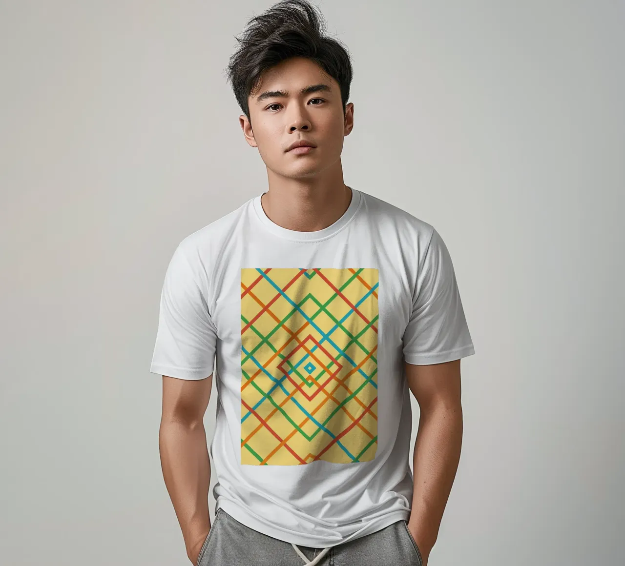 abstract webbing square lines vector t-shirt by oneway