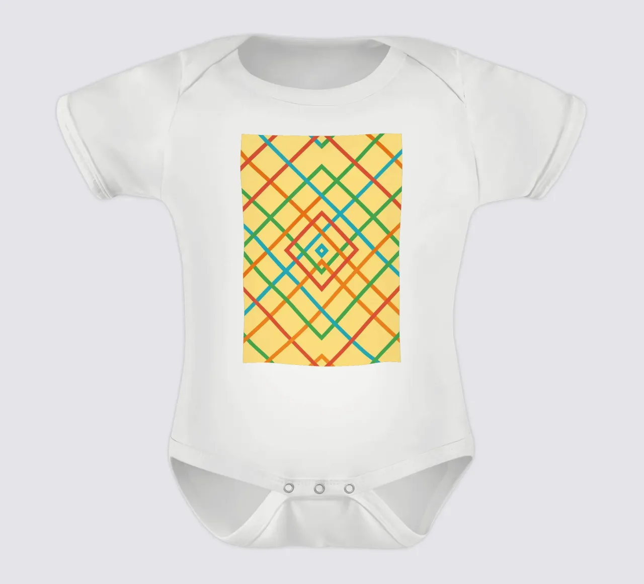 abstract webbing square lines vector short-sleeve baby romper by oneway