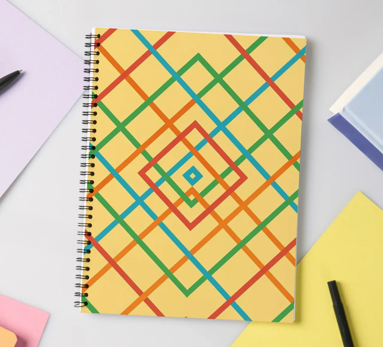 abstract webbing square lines vector spiral notebook by oneway