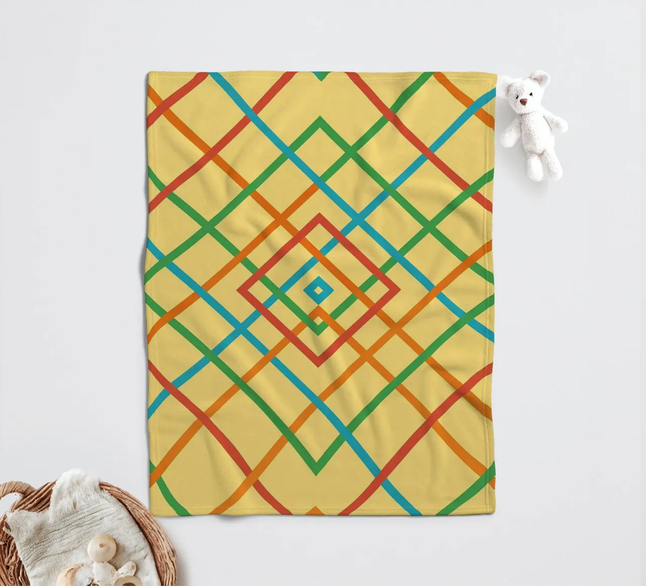 abstract webbing square lines vector fleece blanket by oneway