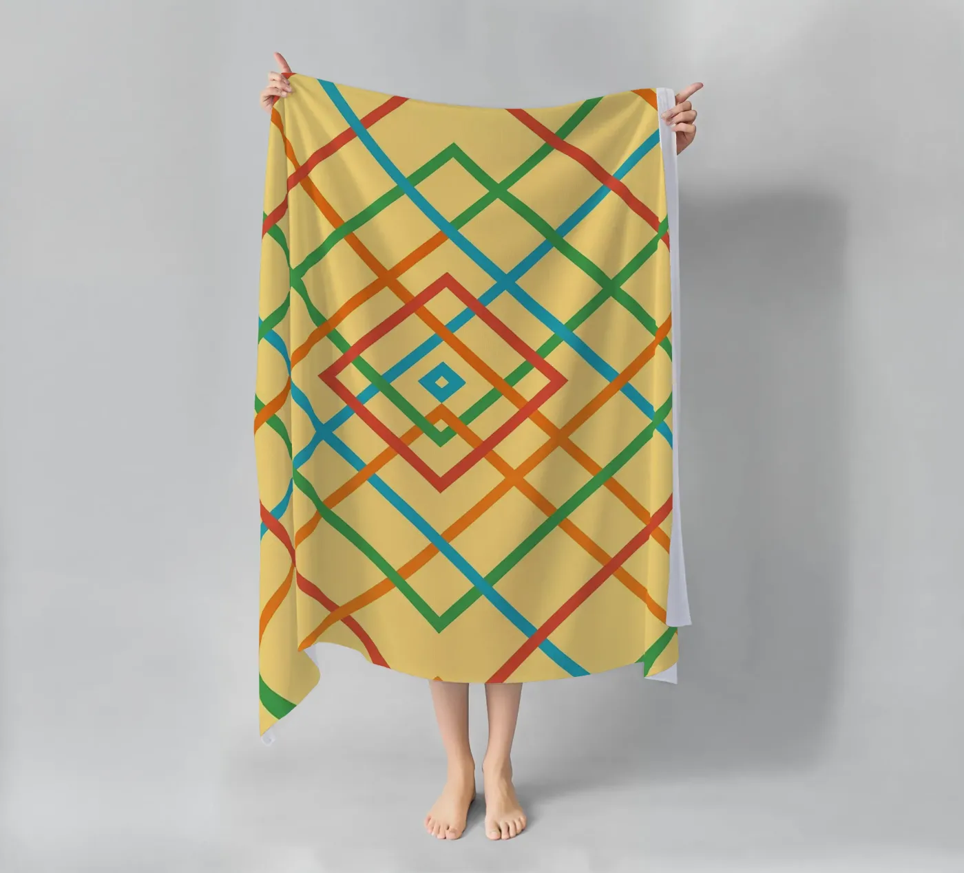 abstract webbing square lines vector strandhanddoek van oneway