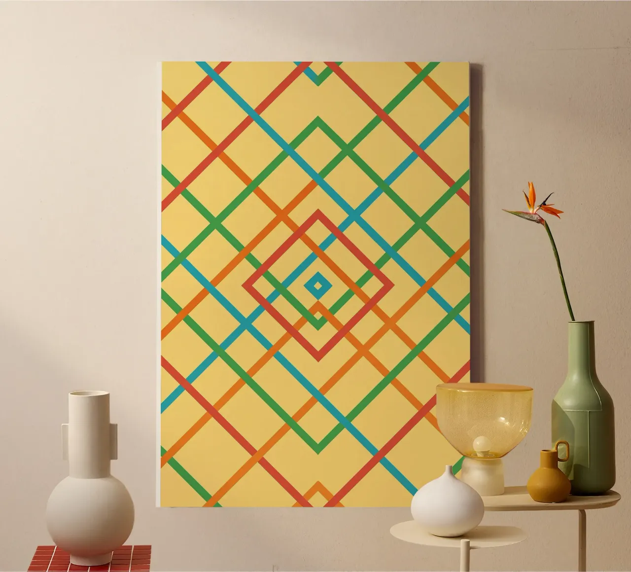 abstract webbing square lines vector canvas by oneway