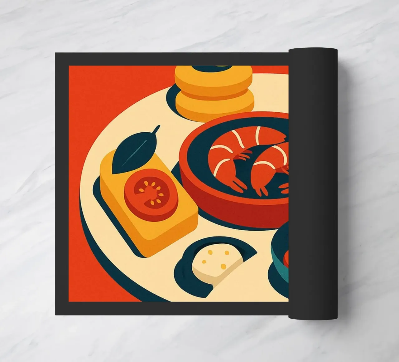 TAPAS E VINO - Un colorato banchetto in stile spagnolo zerbino da Boissons - Affiches & posters - Retro