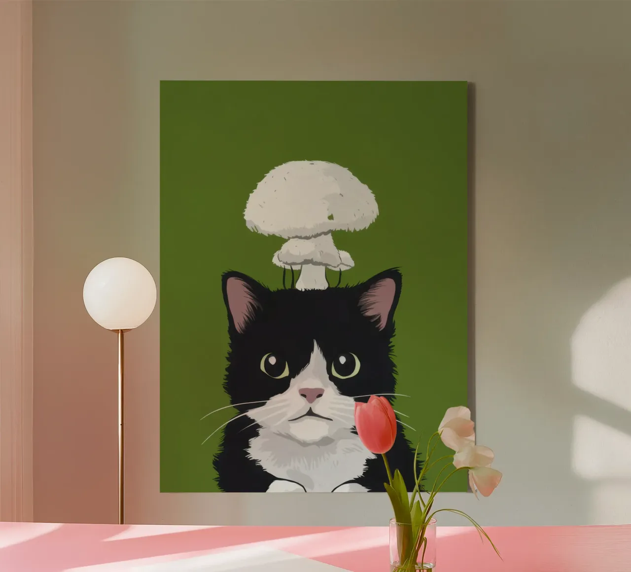 Explosiver Geist Feline Leinwand mit Schattenfugenrahmen von Mossy Pigment