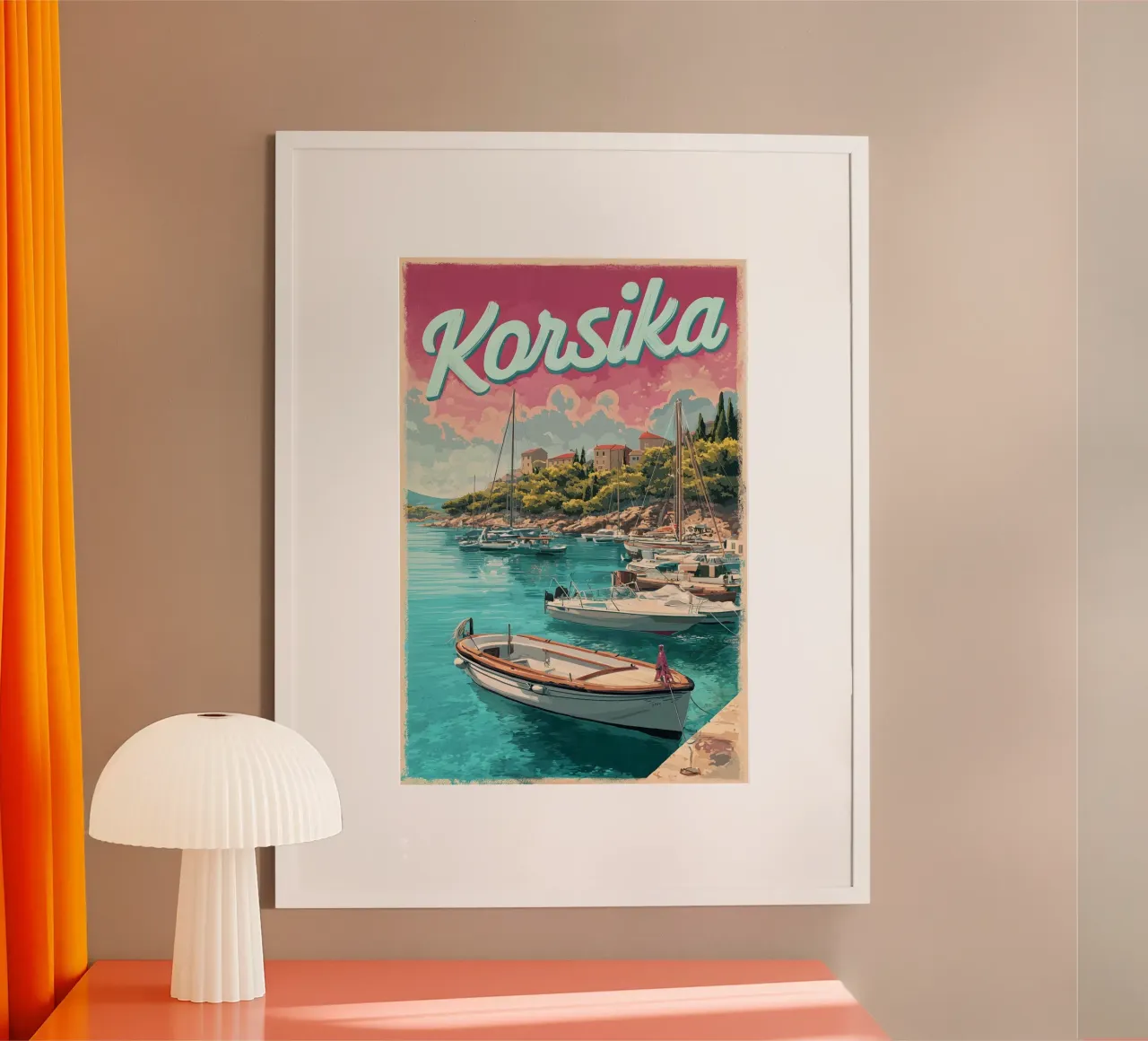 Poster di viaggio d'epoca della Corsica poster con telaio in legno da Vintage Travel Art