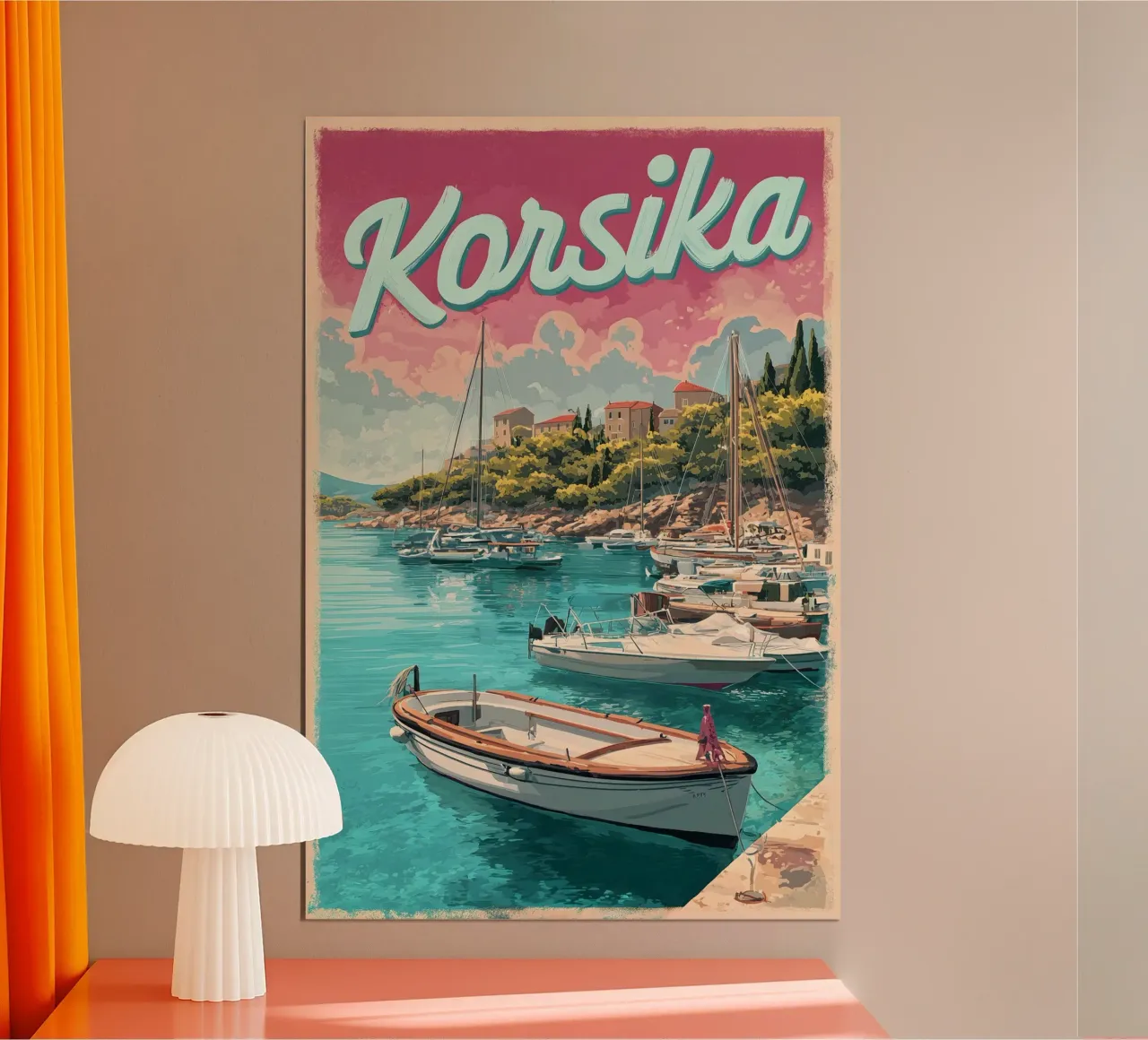 Poster di viaggio d'epoca della Corsica poster con telaio in legno da Vintage Travel Art