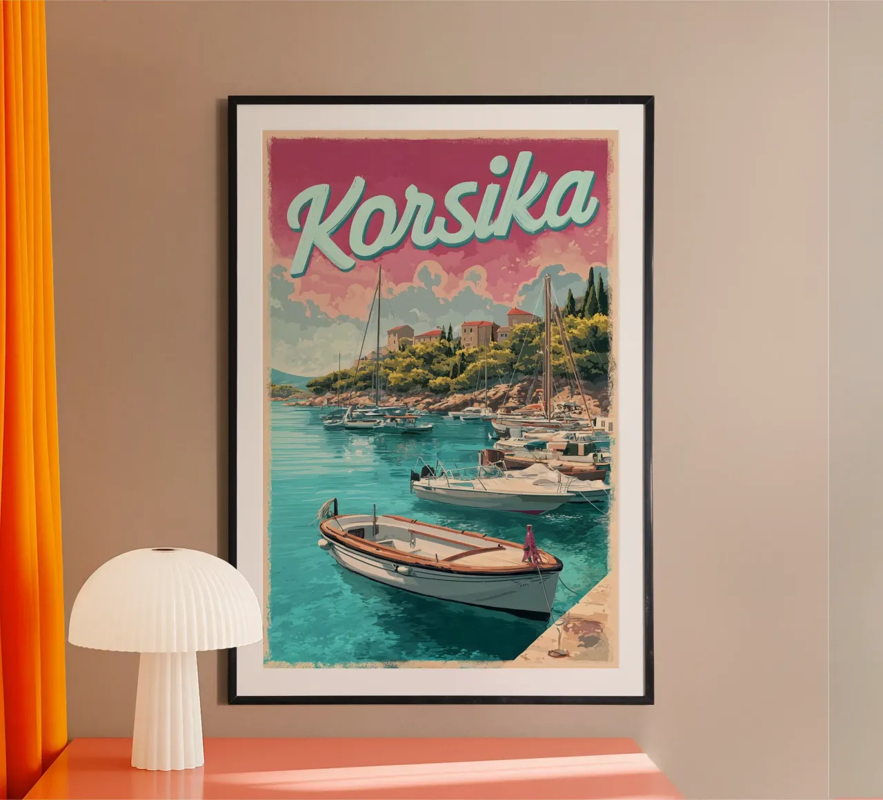 Poster di viaggio d'epoca della Corsica poster con telaio in legno da Vintage Travel Art