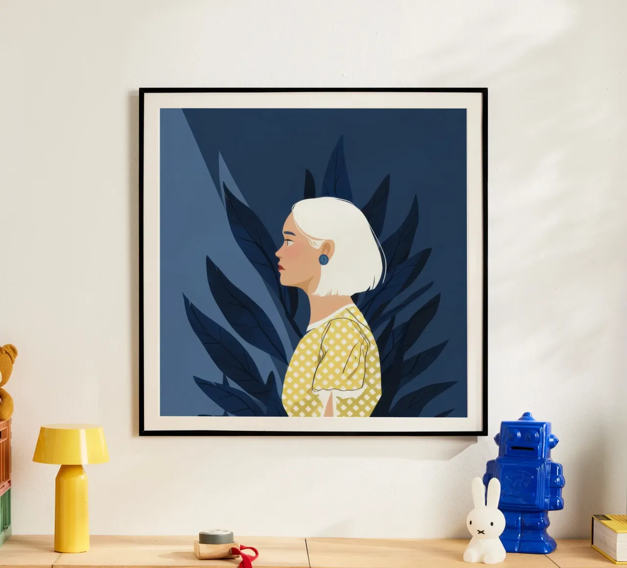 Musa del giardino di mezzanotte poster con telaio in plastica da Mossy Pigment