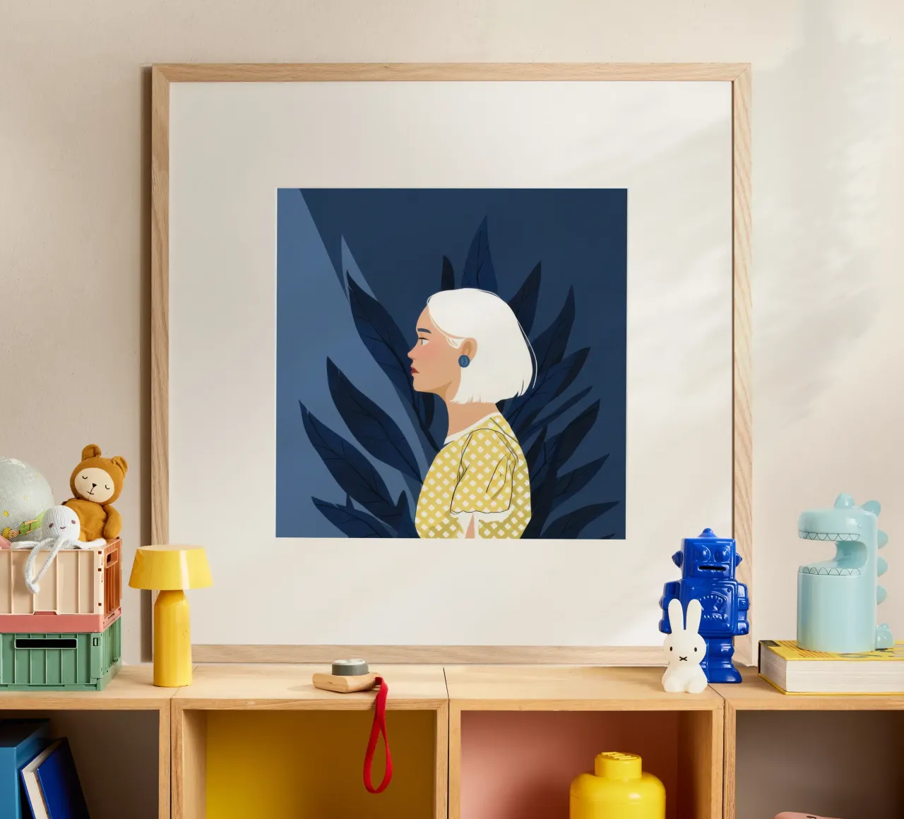 Musa del giardino di mezzanotte poster con telaio in plastica da Mossy Pigment