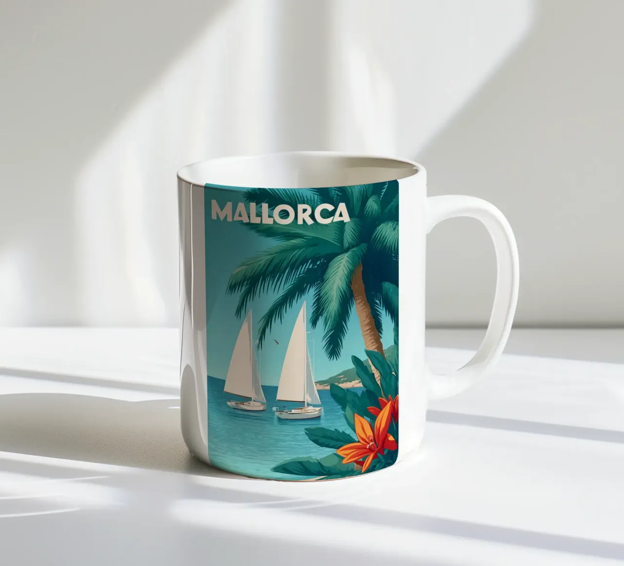Mallorca retro Reiseposter tazza in ceramica da Vintage Travel Art