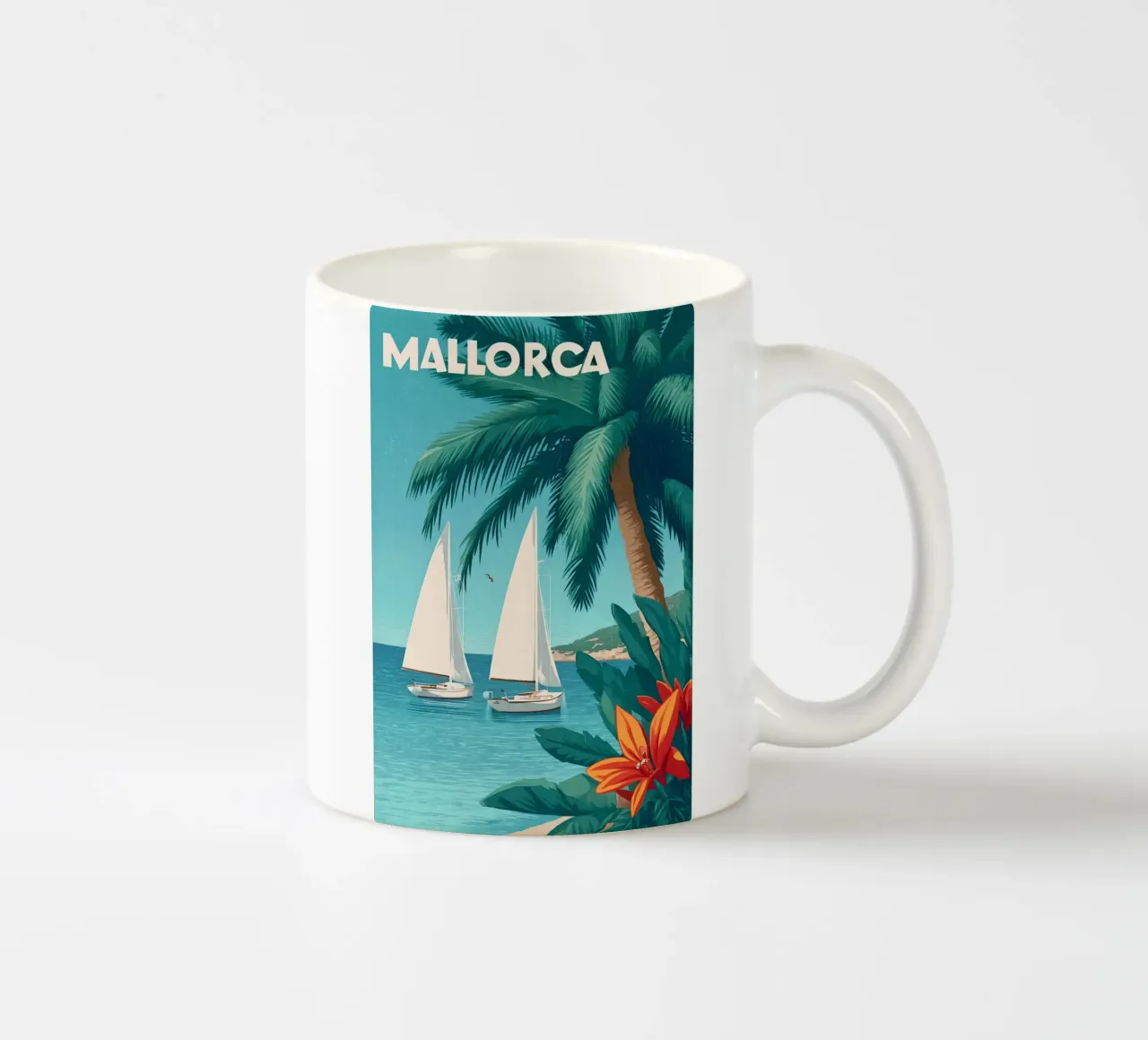 Mallorca retro Reiseposter tazza in ceramica da Vintage Travel Art