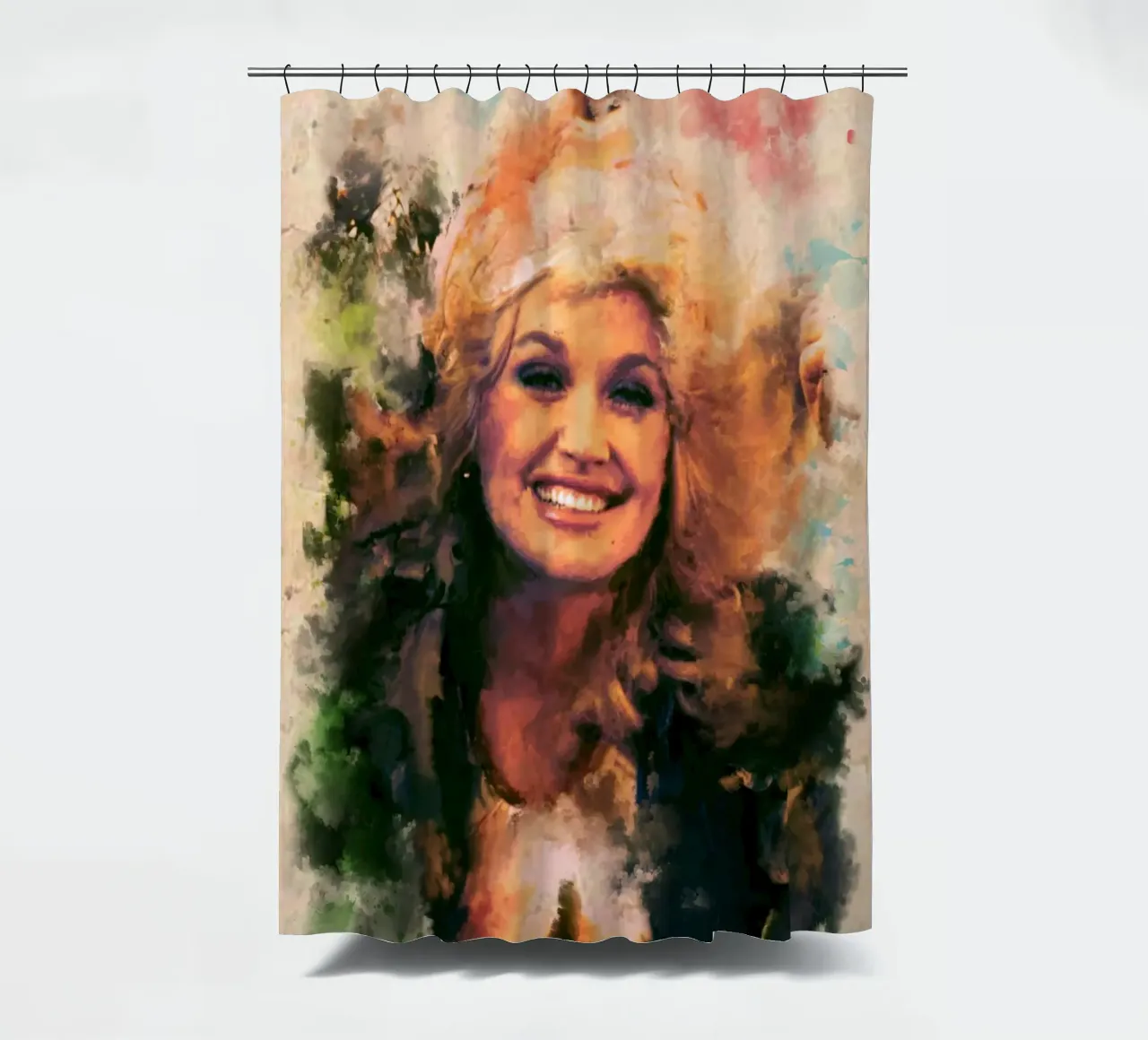 Dolly Parton art shower curtain by Lembayung art