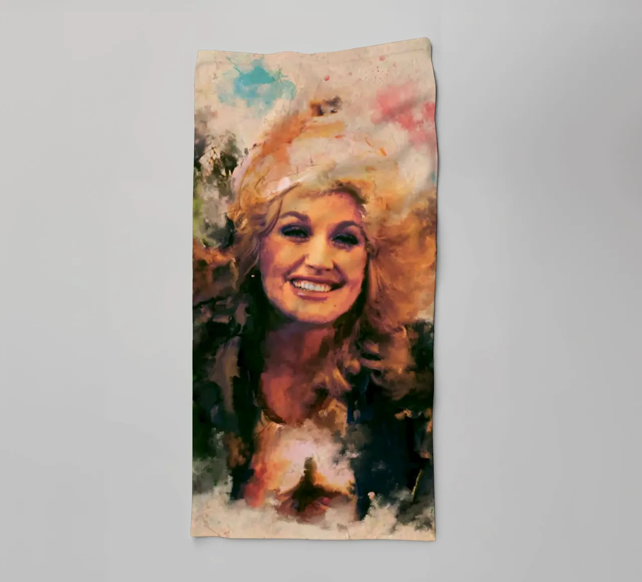 Dolly Parton art towel by Lembayung art