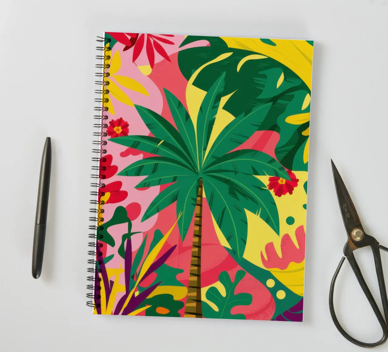 Fuchsia Palm Pop spiral notebook by Arcane Lines