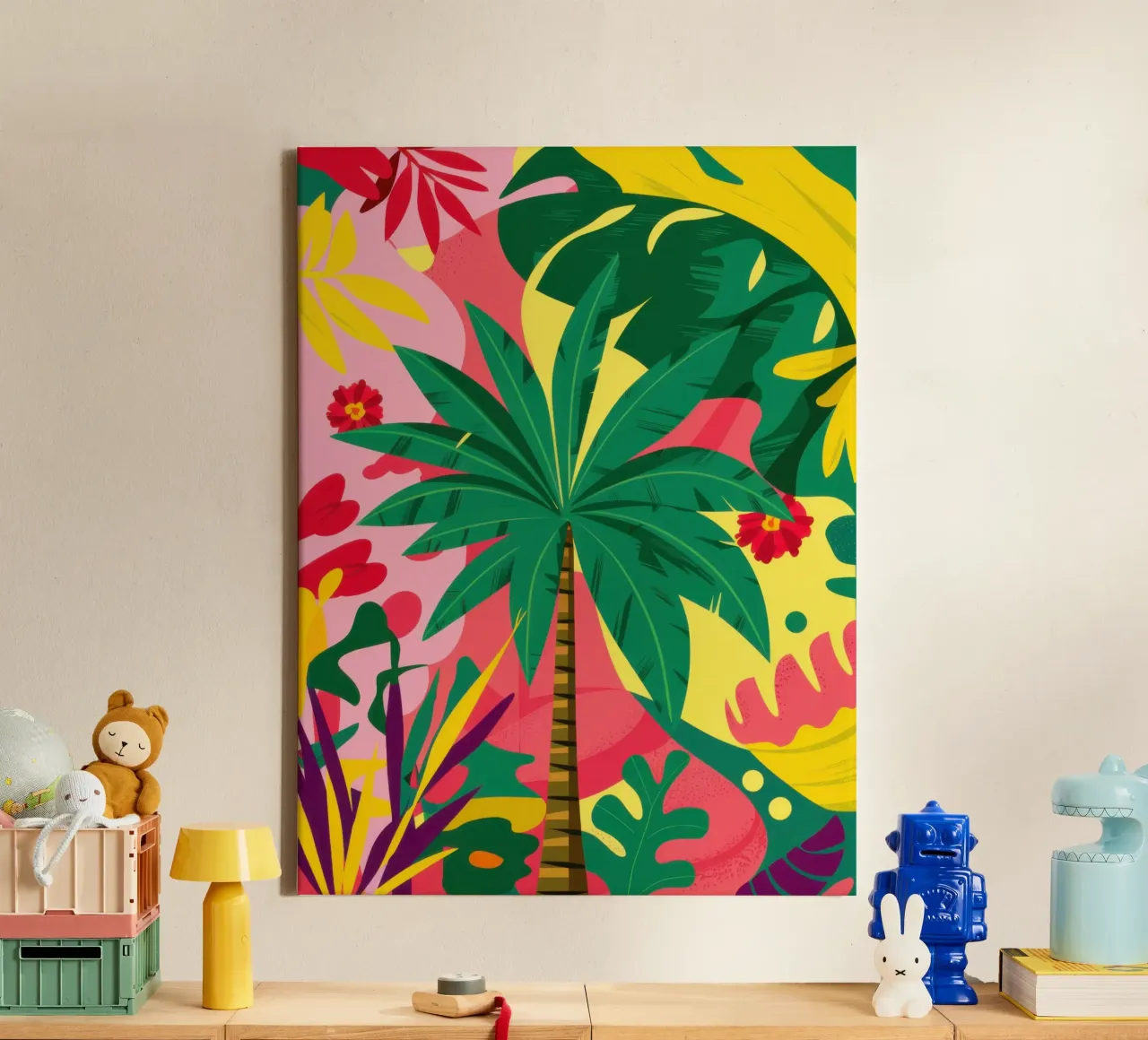 Fuchsia Palm Pop canvas by Arcane Lines