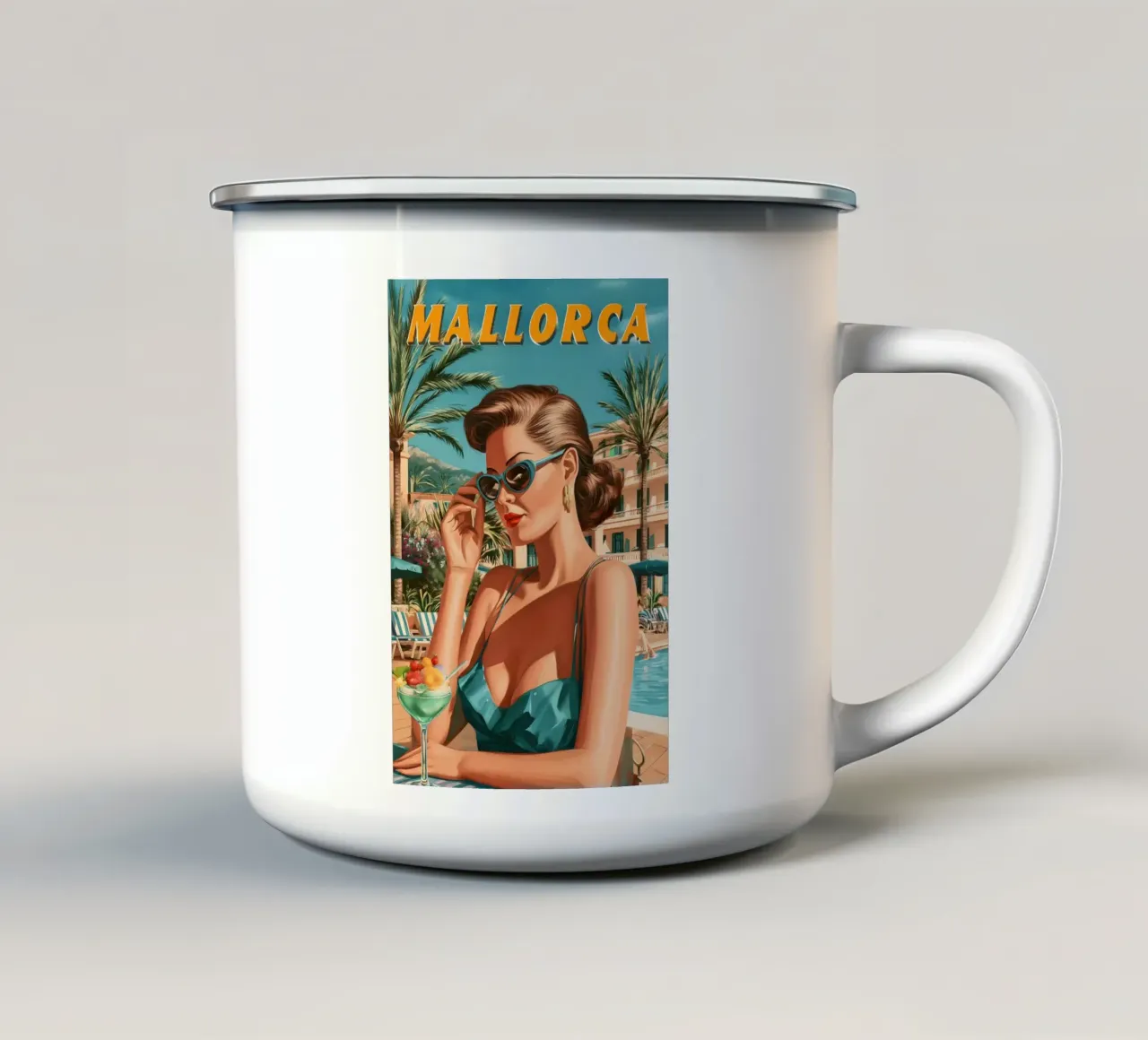 Maiorca anni '50 tazza in smalto da Vintage Travel Art