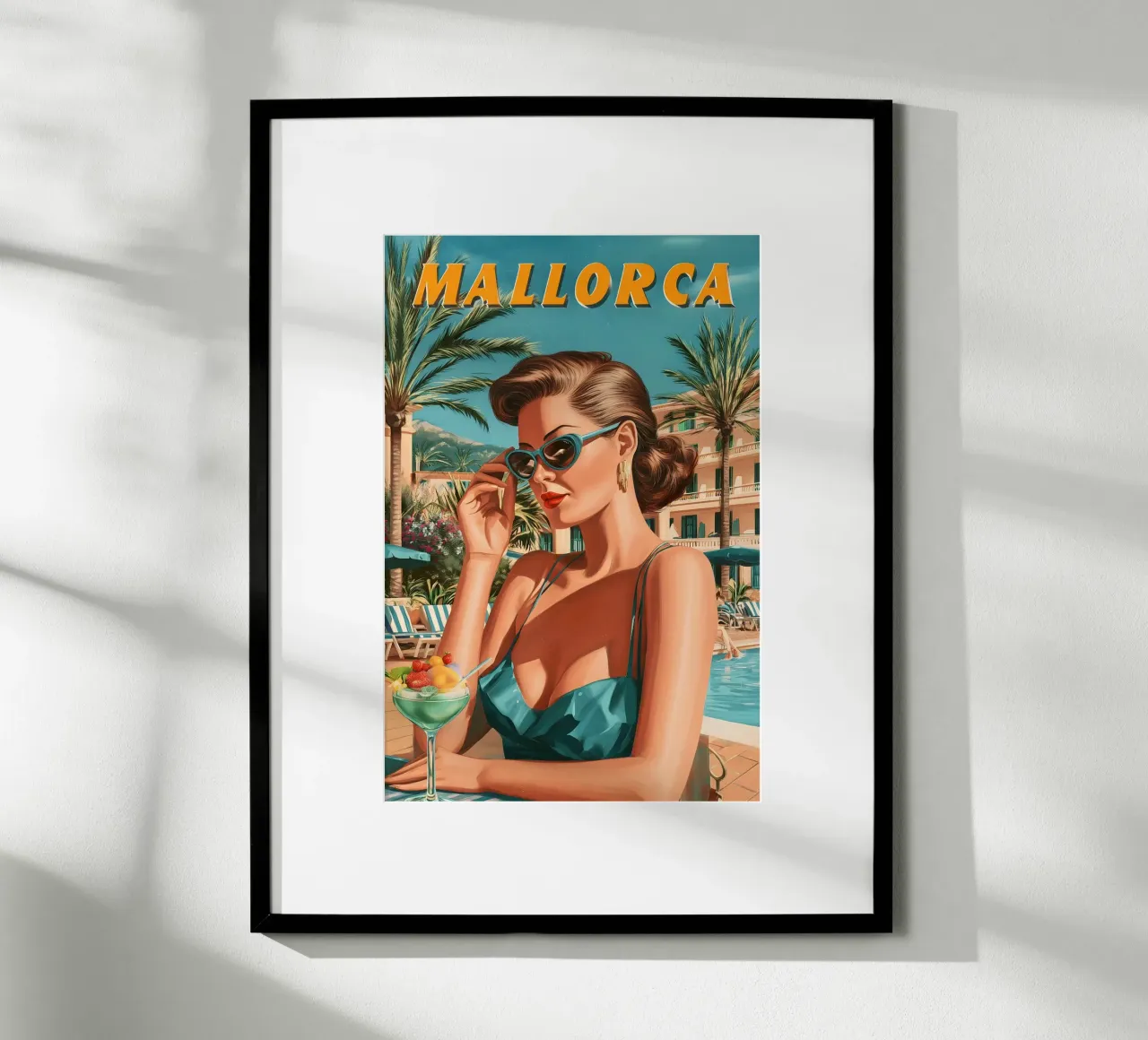 Maiorca anni '50 poster con telaio in legno da Vintage Travel Art