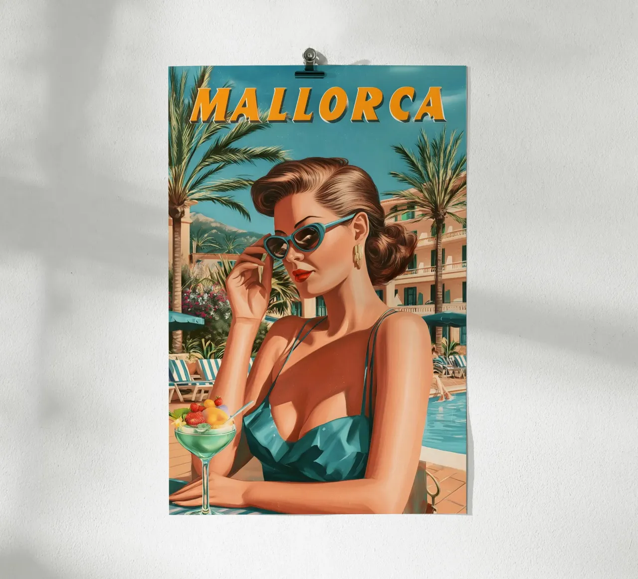 Maiorca anni '50 poster con telaio in legno da Vintage Travel Art