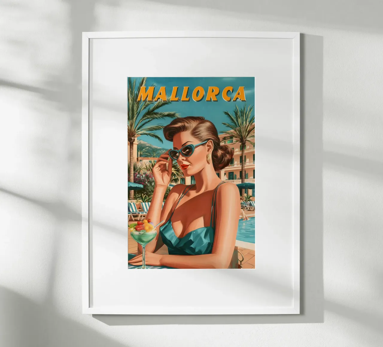 Maiorca anni '50 poster con telaio in legno da Vintage Travel Art