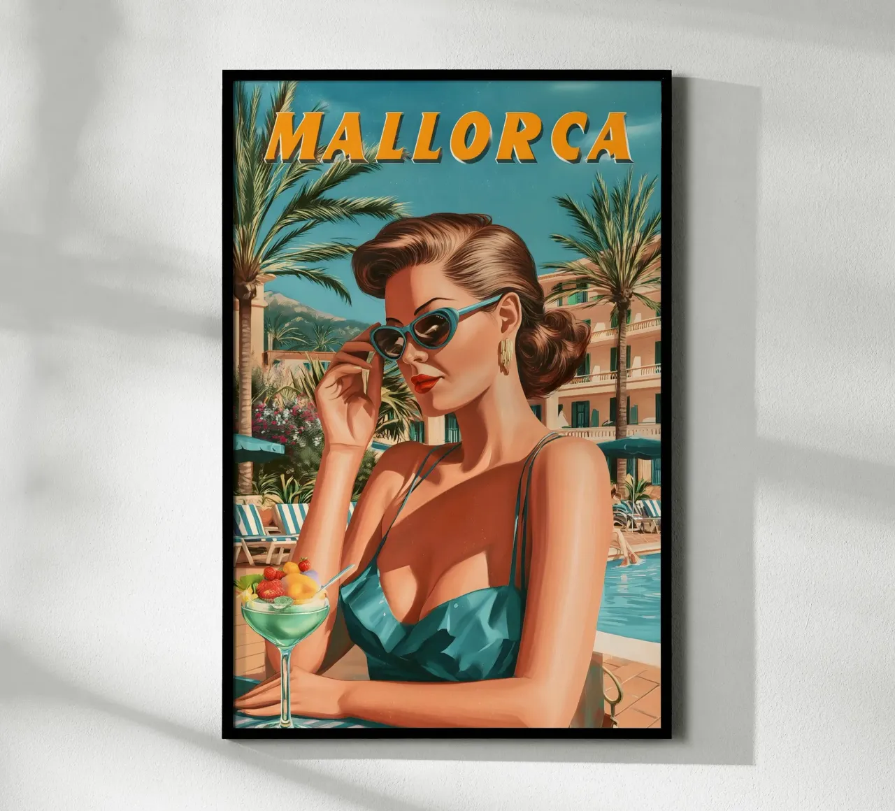 Maiorca anni '50 poster con telaio in legno da Vintage Travel Art