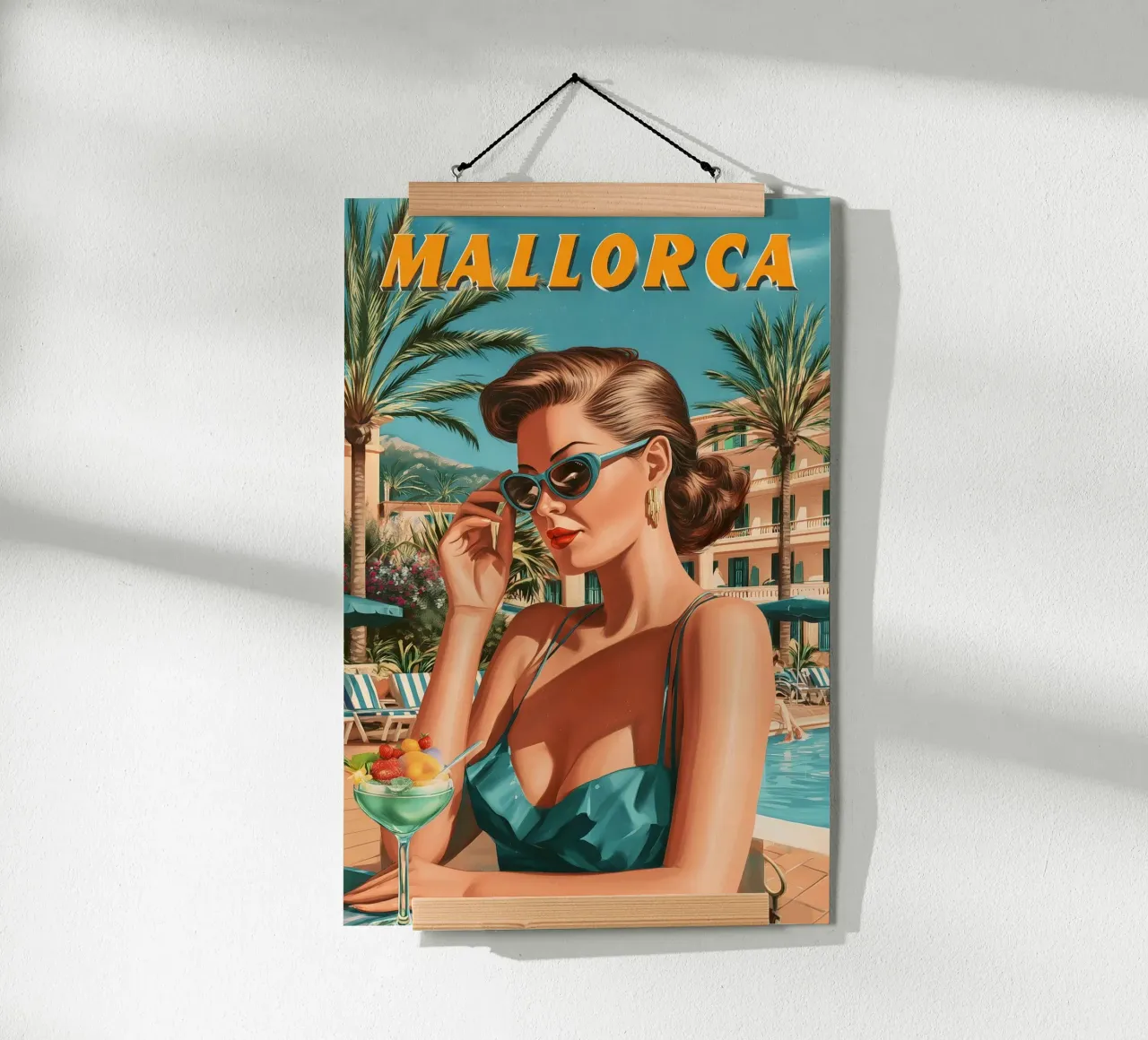 Maiorca anni '50 poster con telaio in legno da Vintage Travel Art