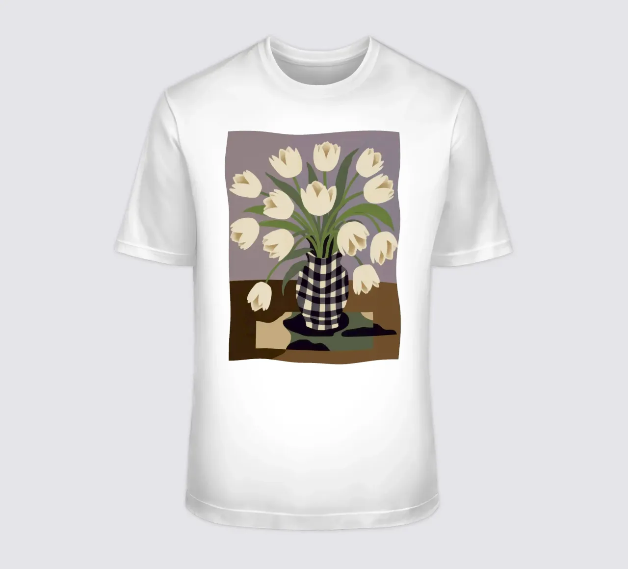 Eleganza dei tulipani a scacchi t-shirt da Mossy Pigment