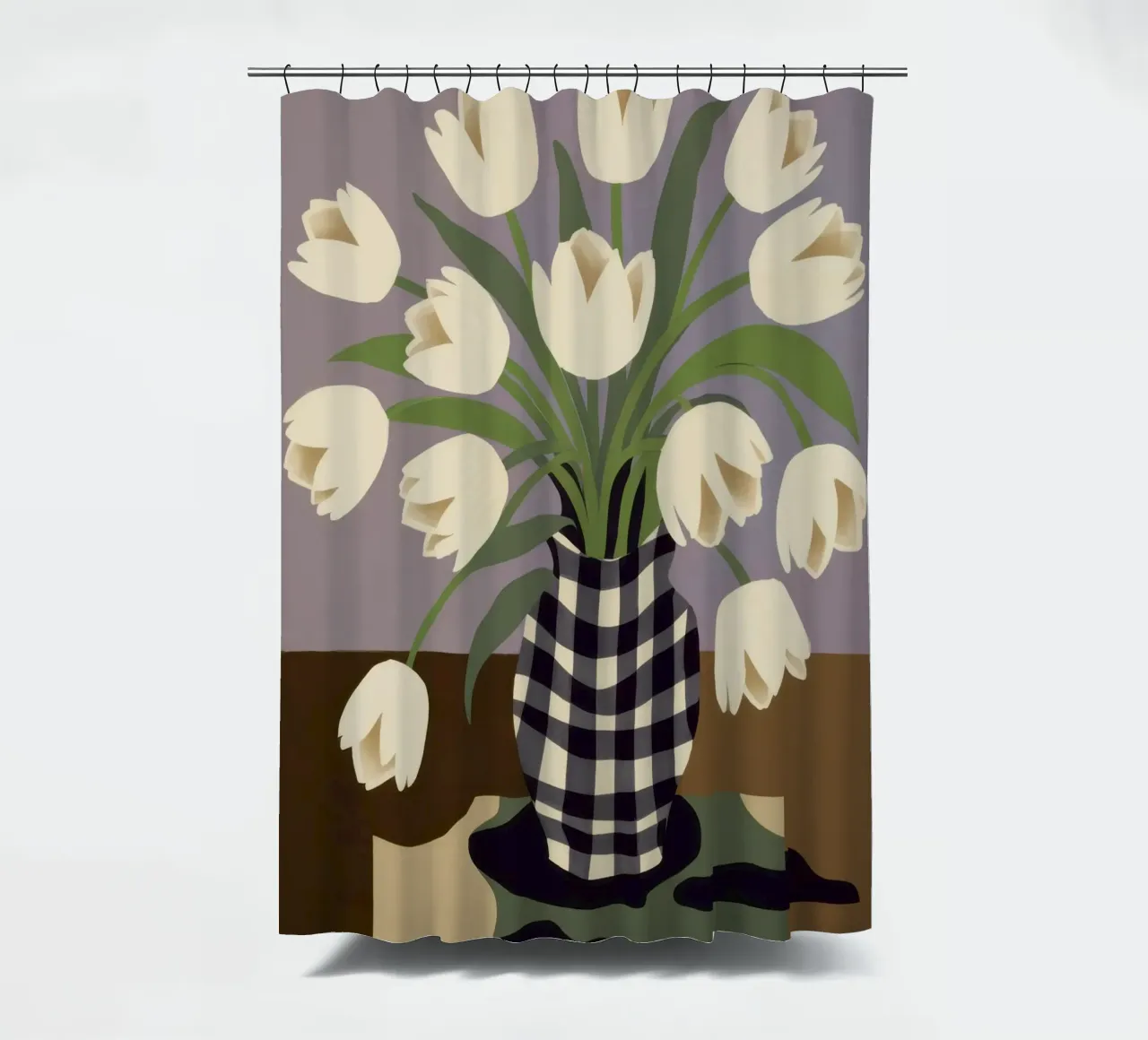 Geruite tulp elegantie douchegordijn van Mossy Pigment