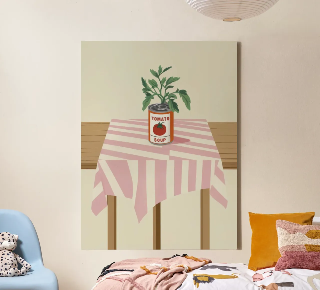 Lattina di pomodoro da tavola a strisce tela con Cornice a cassetta da Hollow Years