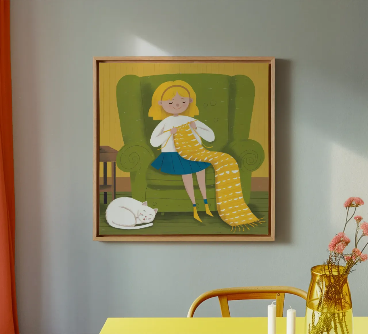 Gezellig breien canvas met Baklijst van Mossy Pigment