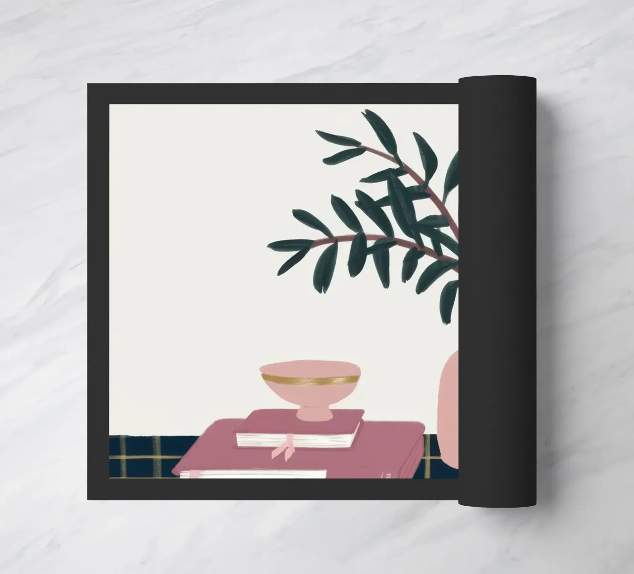 Pink Vase Book Stack doormat by Hollow Years