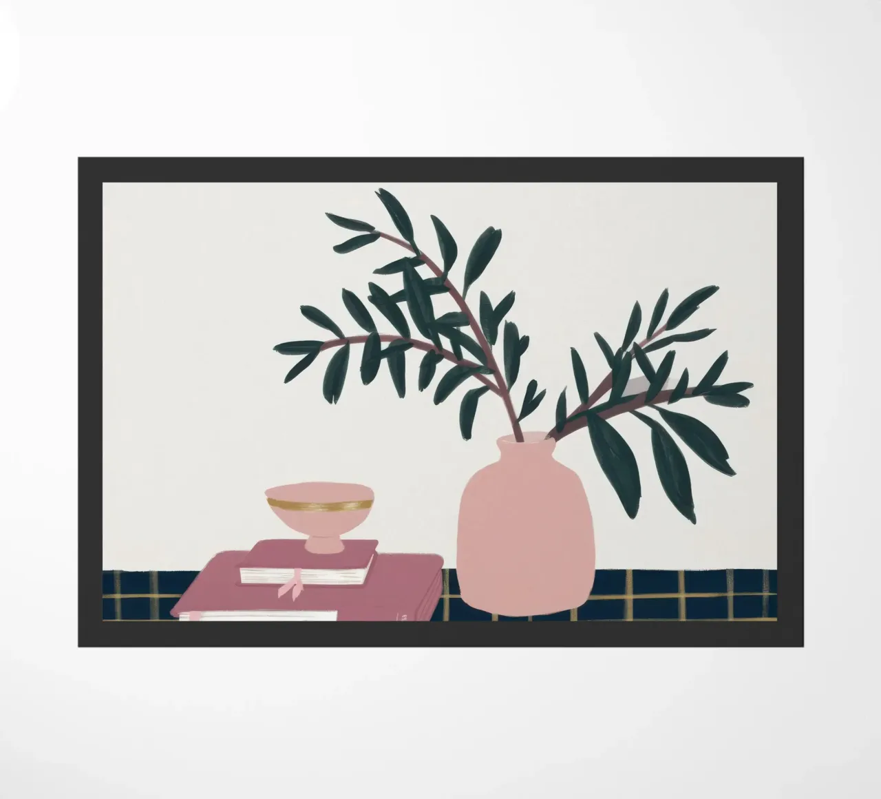 Pink Vase Book Stack doormat by Hollow Years