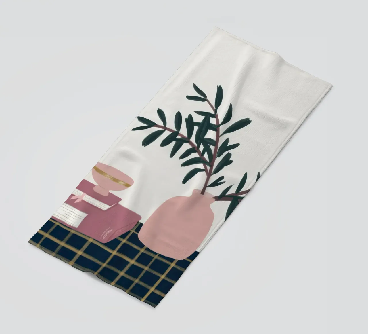 Vaso rosa Pila di libri telo mare da Hollow Years