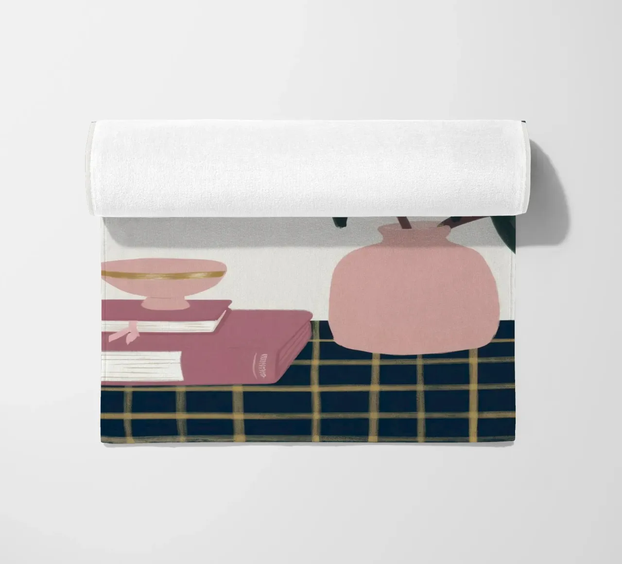 Vaso rosa Pila di libri telo mare da Hollow Years