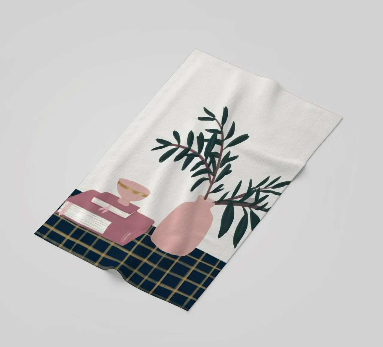 Vaso rosa Pila di libri telo mare da Hollow Years