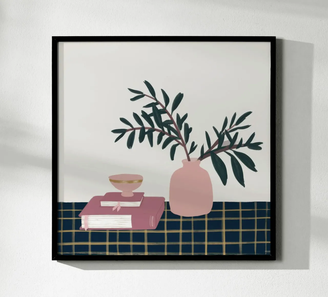 Vaso rosa Pila di libri poster da Hollow Years