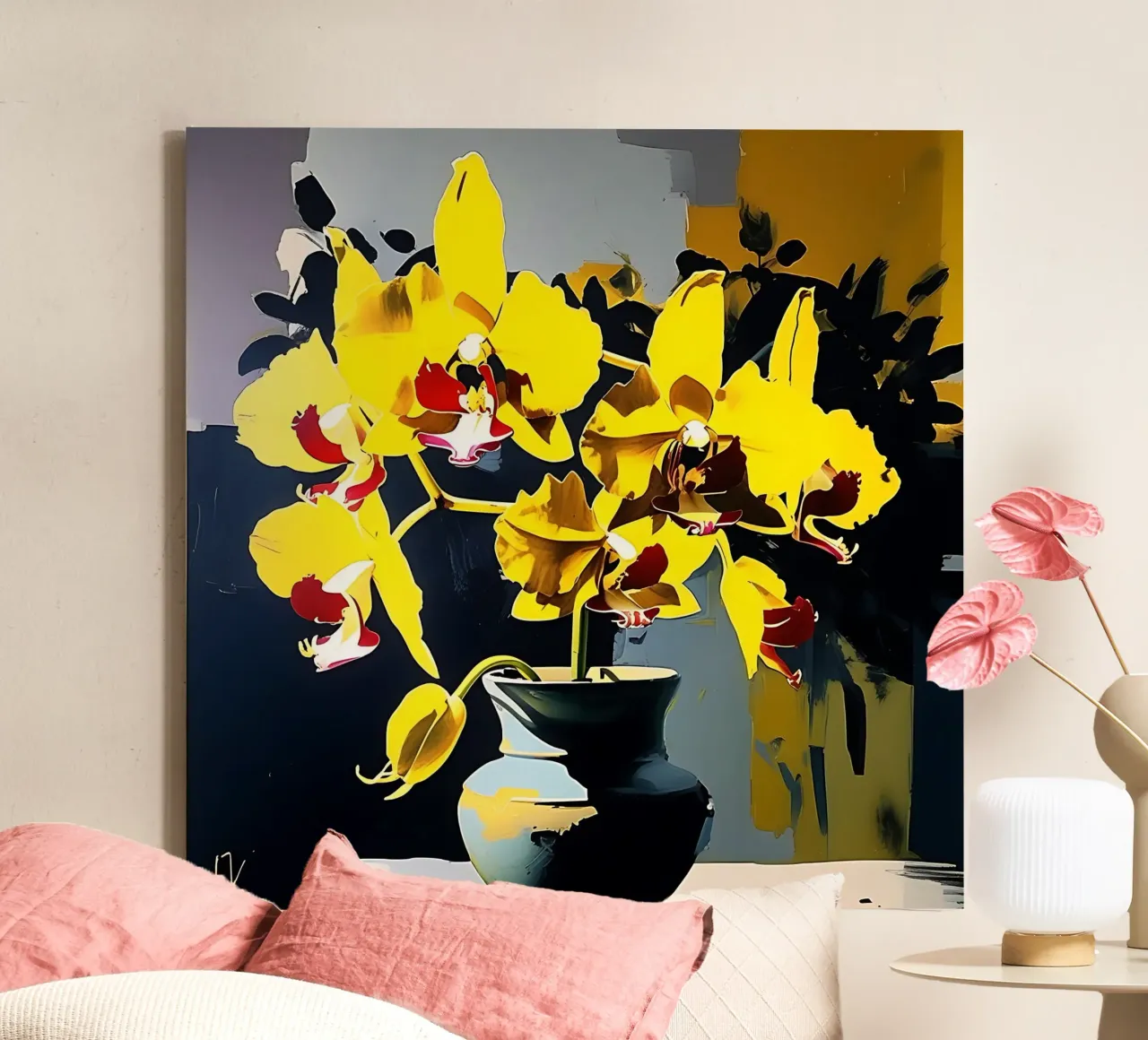 fleurs_jaune_3 toile avec Caisse américaine de Farb- und Blütenzauber by LK