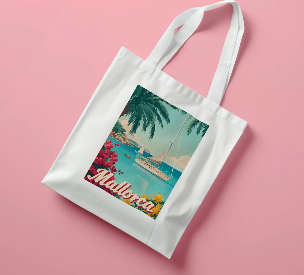 Mallorca Segelboot Jutebeutel von Vintage Travel Art