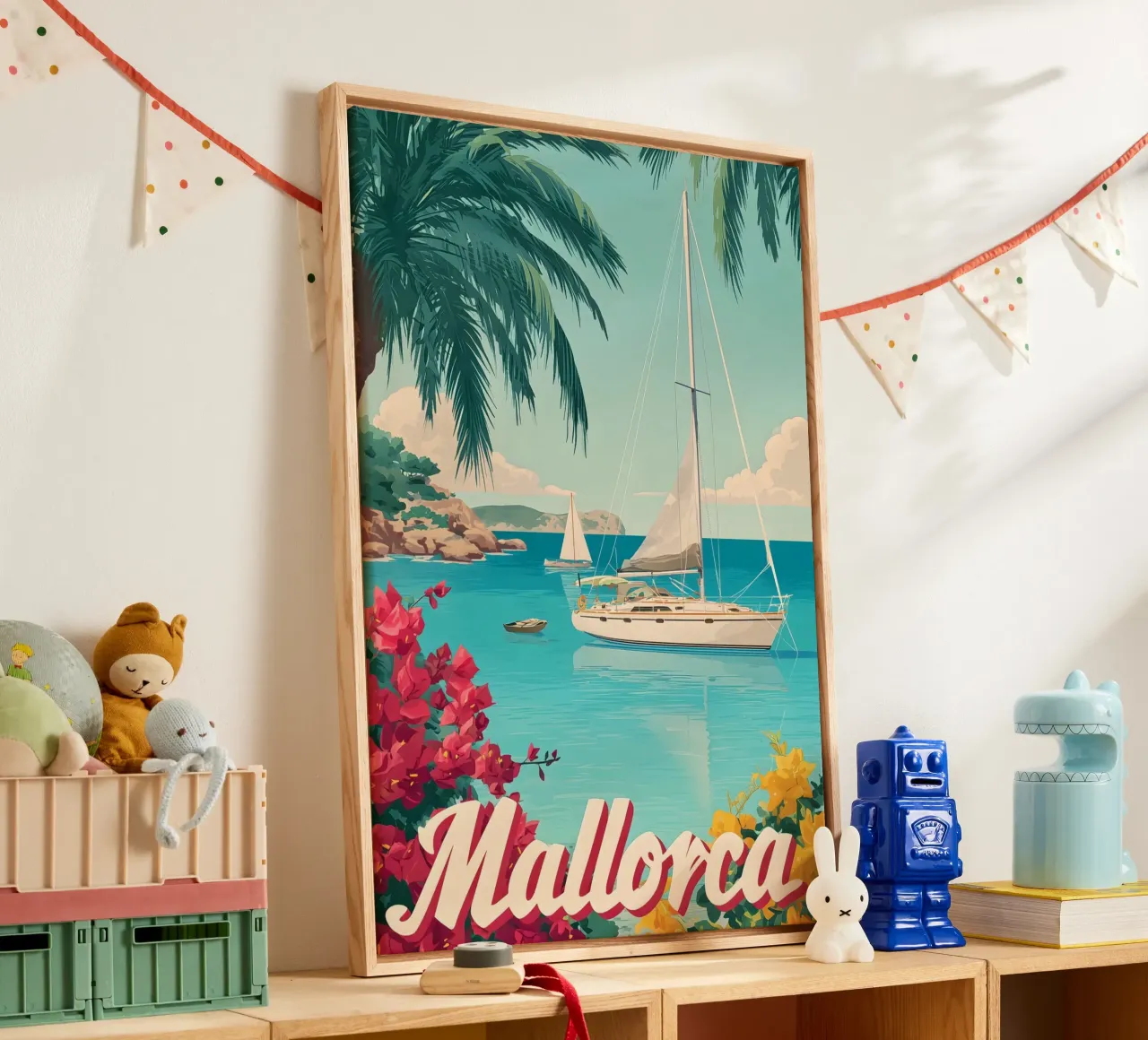 Mallorca Segelboot Leinwand von Vintage Travel Art