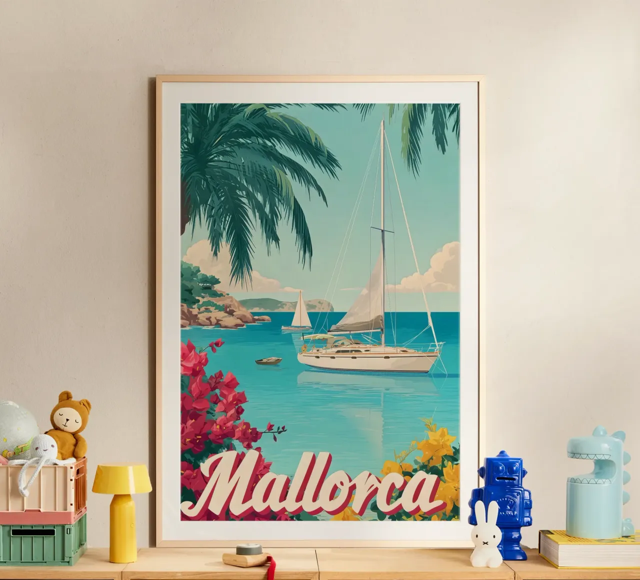 Mallorca Sailboat hahnemühle by Vintage Travel Art