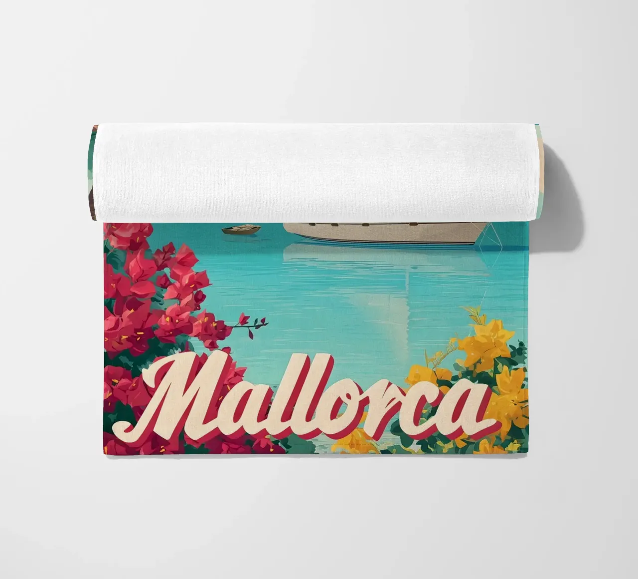 Barca a vela a Maiorca telo mare da Vintage Travel Art