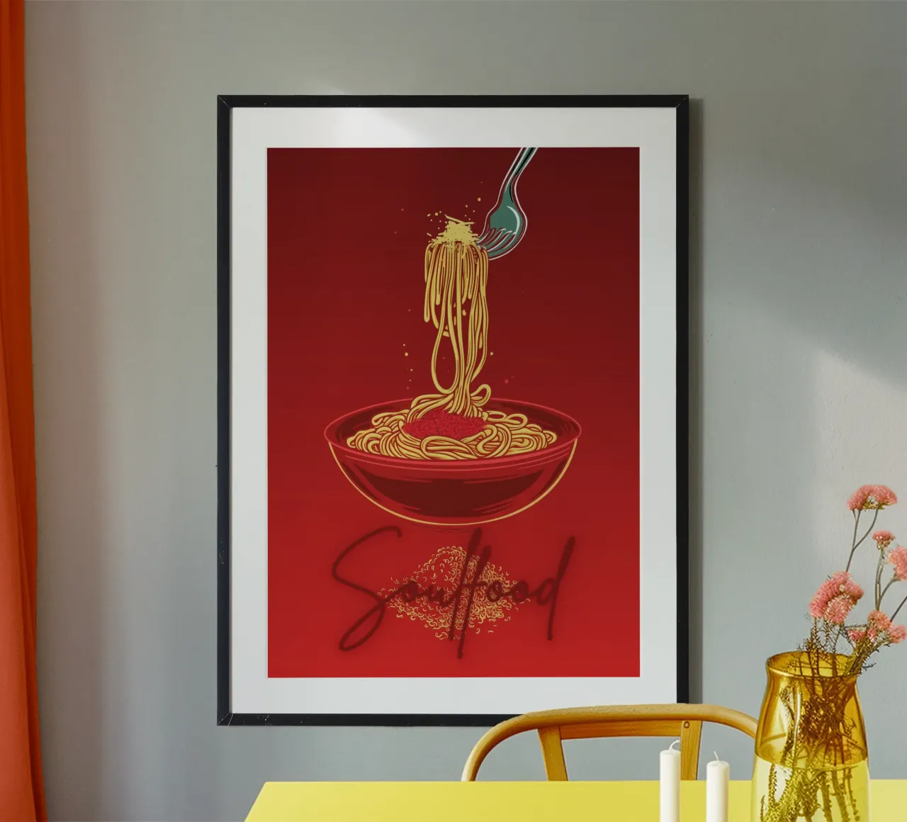🍝 Italien Soulfood 🇮🇹 poster with wooden frame by Headless Monkeys