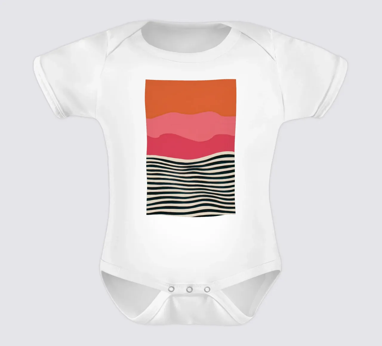 Monochrome Wave Horizon short-sleeve baby romper by Mossy Pigment