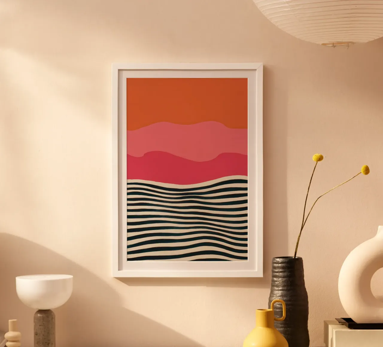 Onda monocromatica Horizon poster con telaio in plastica da Mossy Pigment